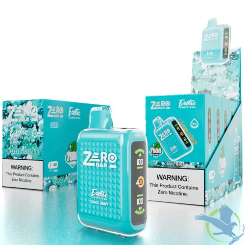 [Q-4198-06] ZERO BAR 13ML 7500 PUFFS ZERO NICOTINE DISPOSABLE (Cool Mint)