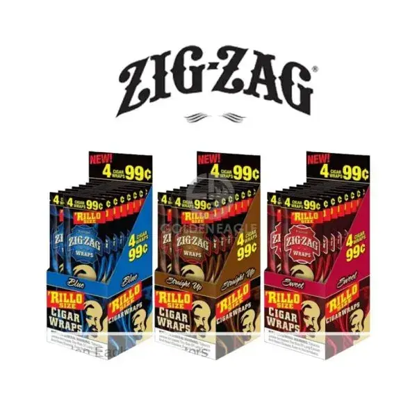 [T-1543-02] Zig-Zag Rillo Cigar Wraps 4 For $0.99 Display of 15 (Grape)