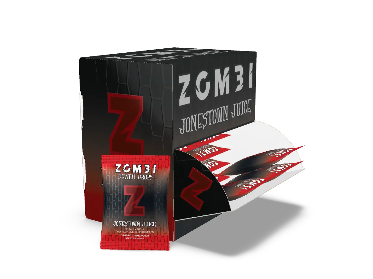 [Q-4271-02] ZOMBI Death Drop Gummies 9000mg 30pk display THC-P (Jonestonwn Juice)
