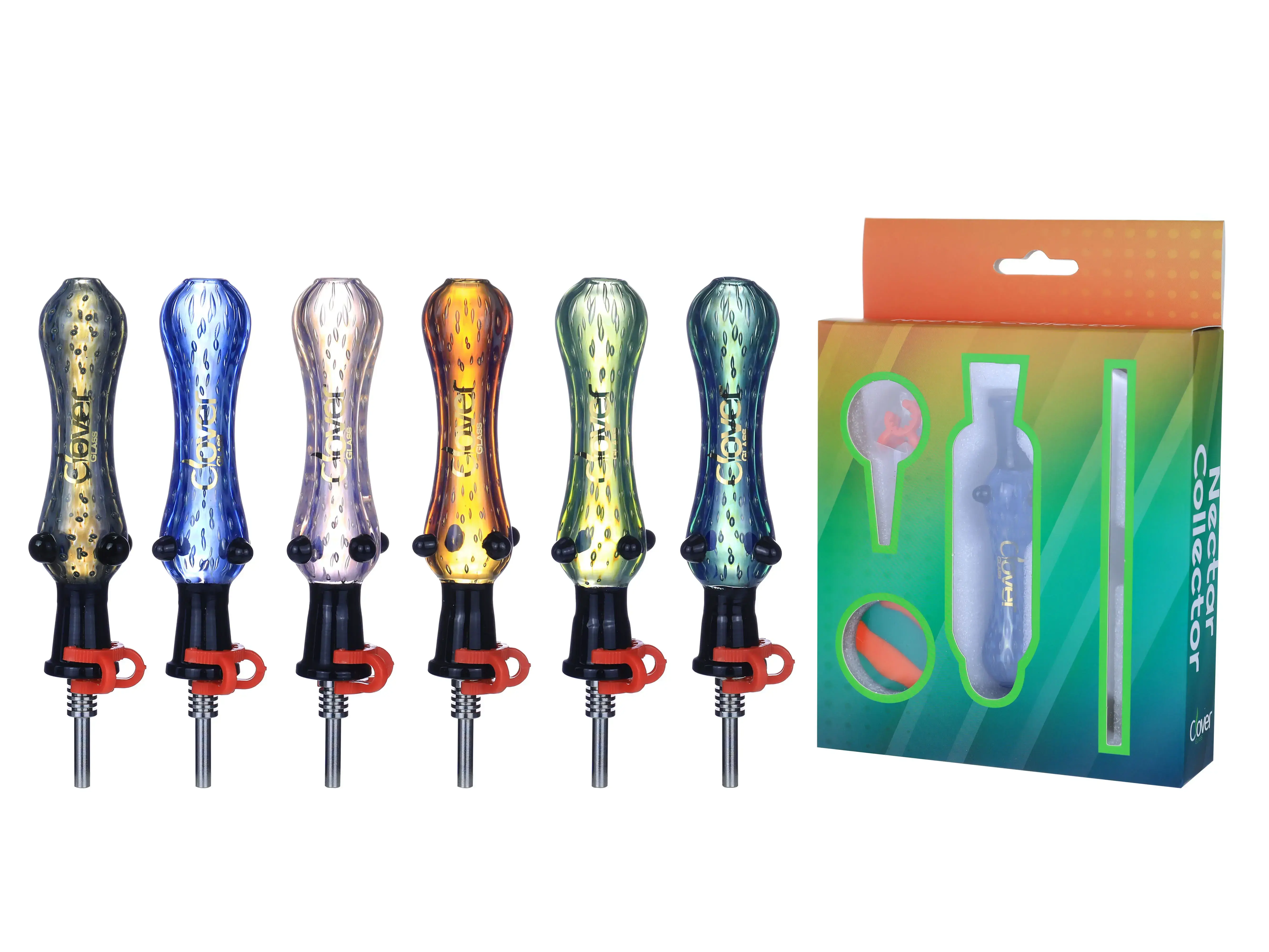 [T-1376-12] Clover Nectar Collector Mix Color Ceramic Nail A Display (NC-201)
