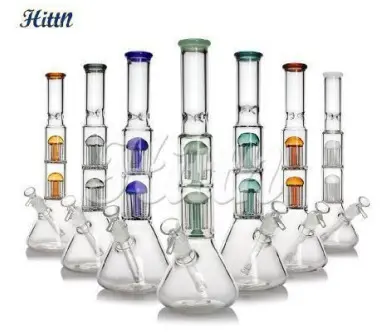 16 inches 5mm thickness double 8 tree arms perc 14mm bowl mixed colors No logo