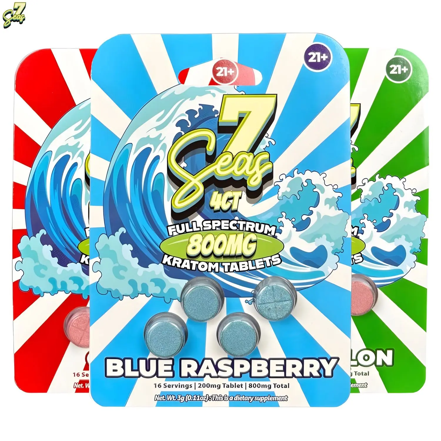 [T-1594-05] 7 Seas Full Spectrum Kratom 800MG 10PK (Cherry)