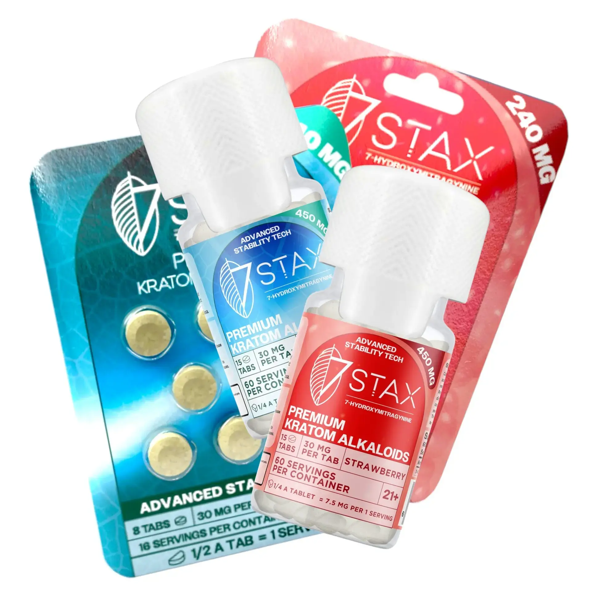 [T-1428-07] 7Stax Premium 7-OH Kratom 10 Per Box 100MG Per Tablet (500mg – 5 Count) (Blizzard Berry)