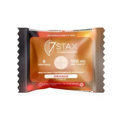 [T-1426-03] 7Stax Premium 7-OH Kratom Alkaloid Tablets 50PK (100mg – 1 Count) (Orange)