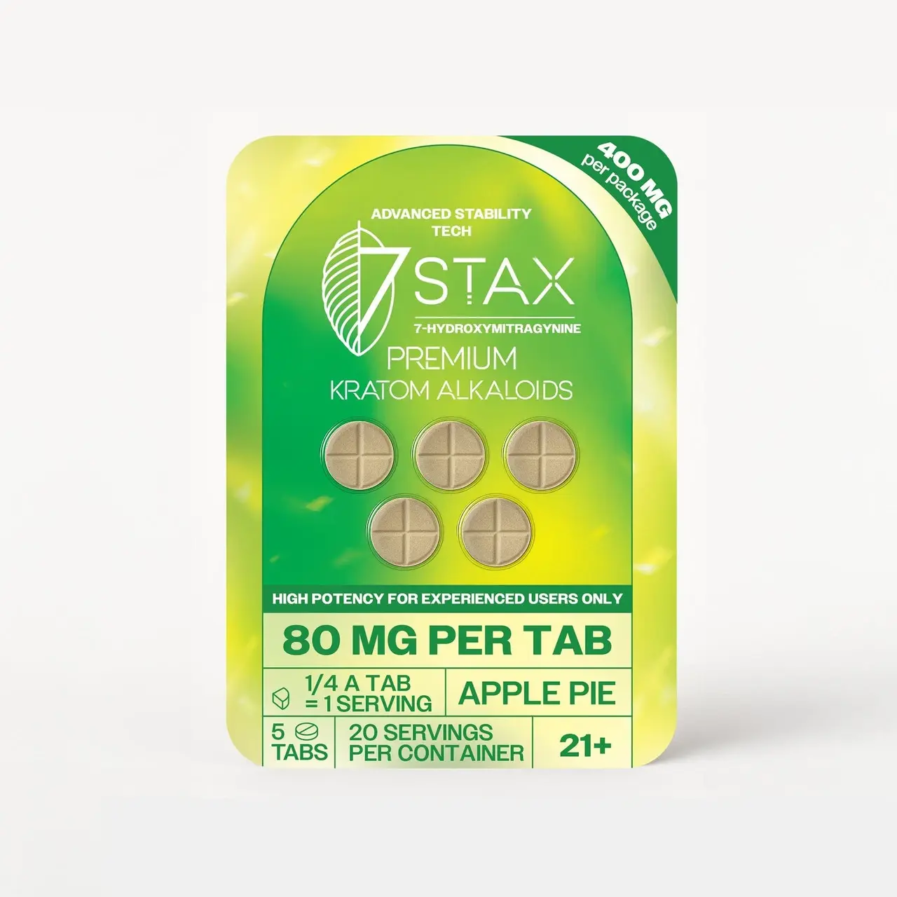 7Stax Premium 7-OH Kratom Alkaloid Tablets 80MG Per Tablet (400mg – 5 Count)
