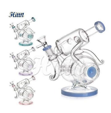 8.3 inches recycler oil rig Base diameter: 3.6 inches root perc with 14mm bowl mixed colors No logo