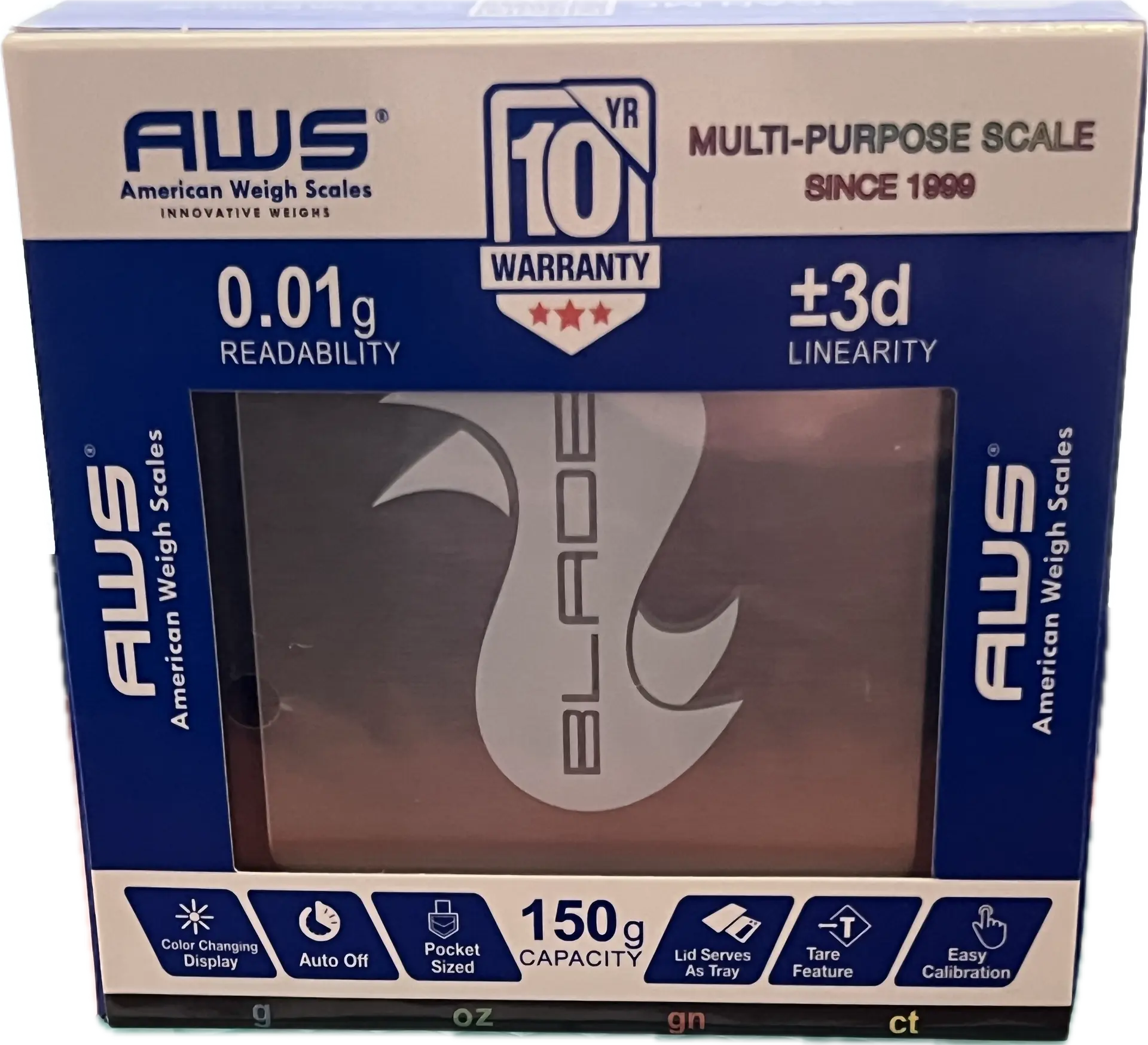 [Q-1234-01] AMERICAN WEIGH BLADE SCALES 150 X 0.01G (Blue)