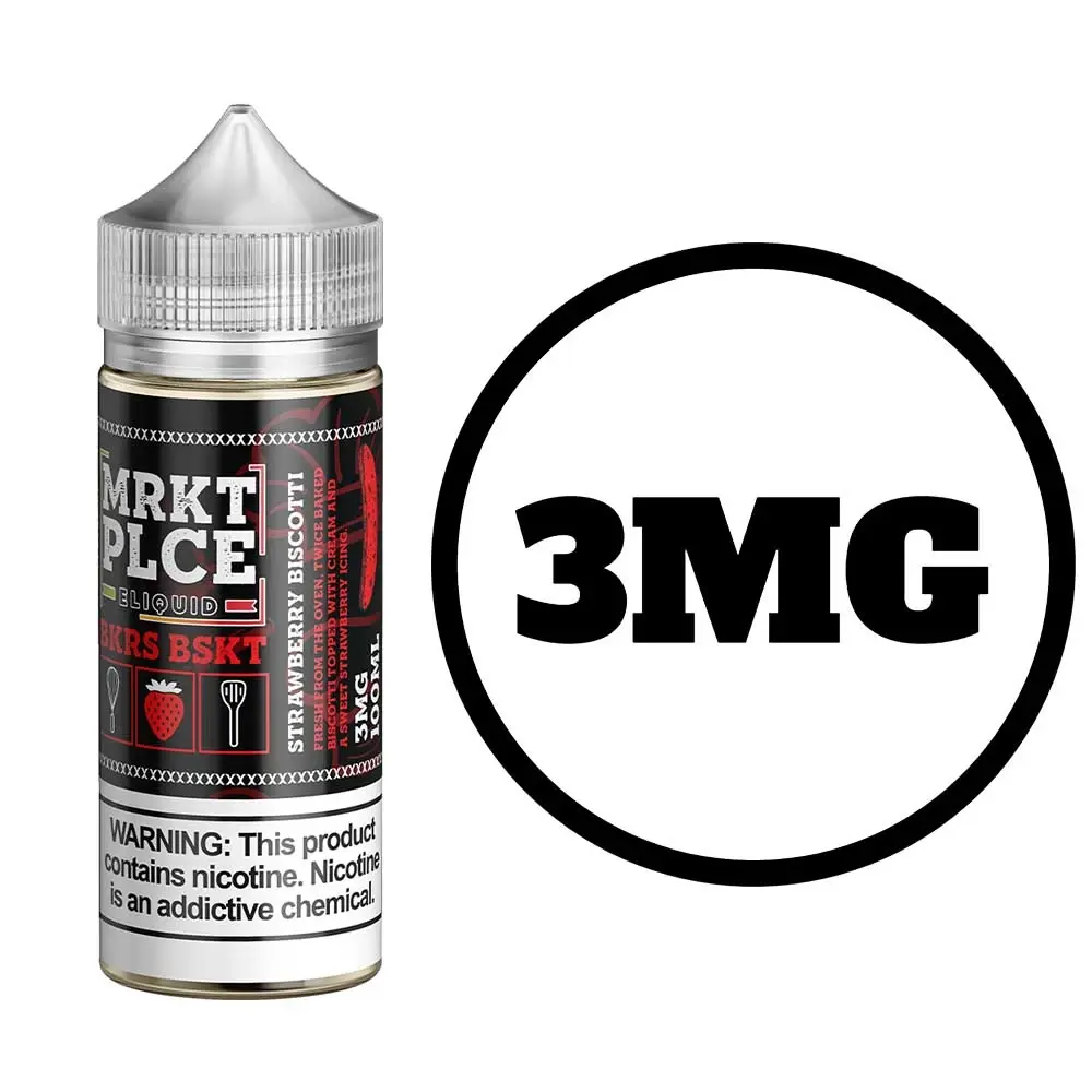 [Q-1387-02] BKRS BSKT 100ML ELIQUID BISCOTTI (3mg, Strawberry)