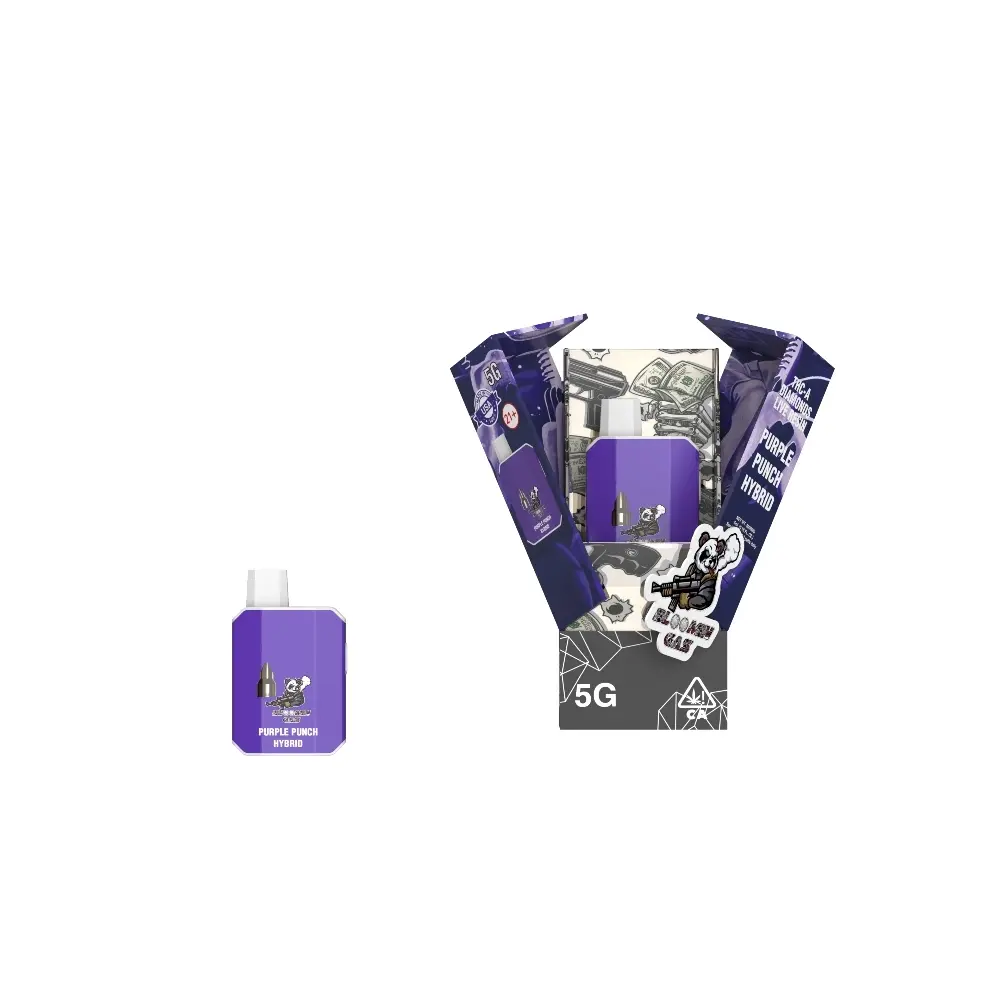[T-1009-01] BLOOMN GAS DIAMONDS LIVE RESIN 5G Disposable 5pk Box (Purple Punch Huybrid)