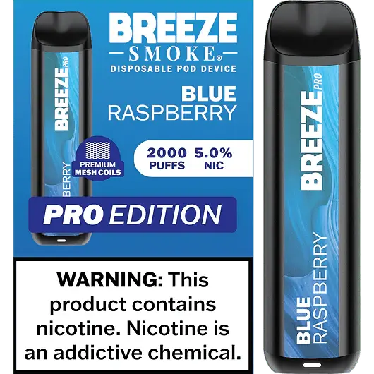 [Q-1513-02] BREEZE PRO 2000 PUFF DISPOSABLE VAPE 10ML (Blue Raspberry)