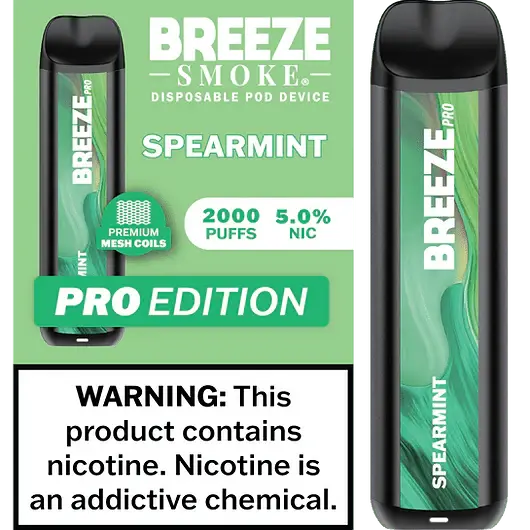 [Q-1513-06] BREEZE PRO 2000 PUFF DISPOSABLE VAPE 10ML (Spearmint)