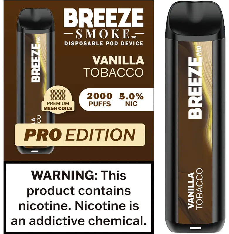 [Q-1513-14] BREEZE PRO 2000 PUFF DISPOSABLE VAPE 10ML (Vanilla Tobacco)