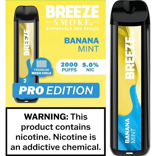 [Q-1513-21] BREEZE PRO 2000 PUFF DISPOSABLE VAPE 10ML (Banana Mint)