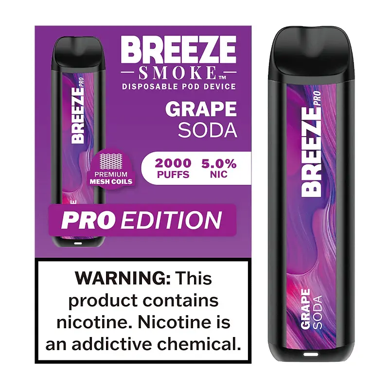 [Q-1513-18] BREEZE PRO 2000 PUFF DISPOSABLE VAPE 10ML (Grape Soda)