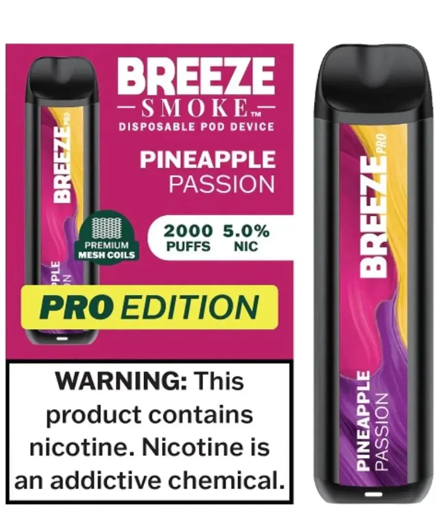 [Q-1513-32] BREEZE PRO 2000 PUFF DISPOSABLE VAPE 10ML (Pineapple Passion)
