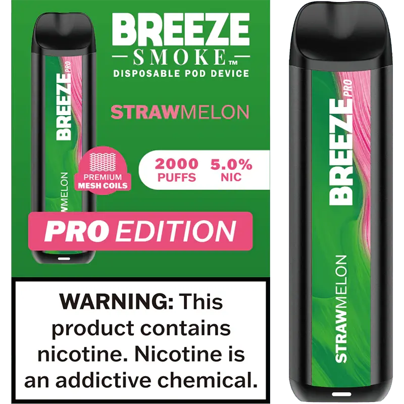 [Q-1513-12] BREEZE PRO 2000 PUFF DISPOSABLE VAPE 10ML (Strawmelon)