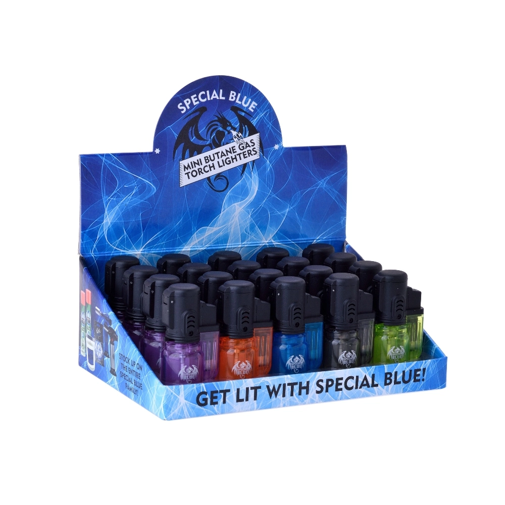 BULLET CLEAR LIGHTER ASSORTED COLORS - DISPLAY OF 20