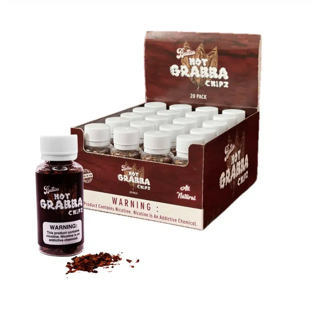 Buttas Hot Grabba Chipz 15g Bottle Display of 20