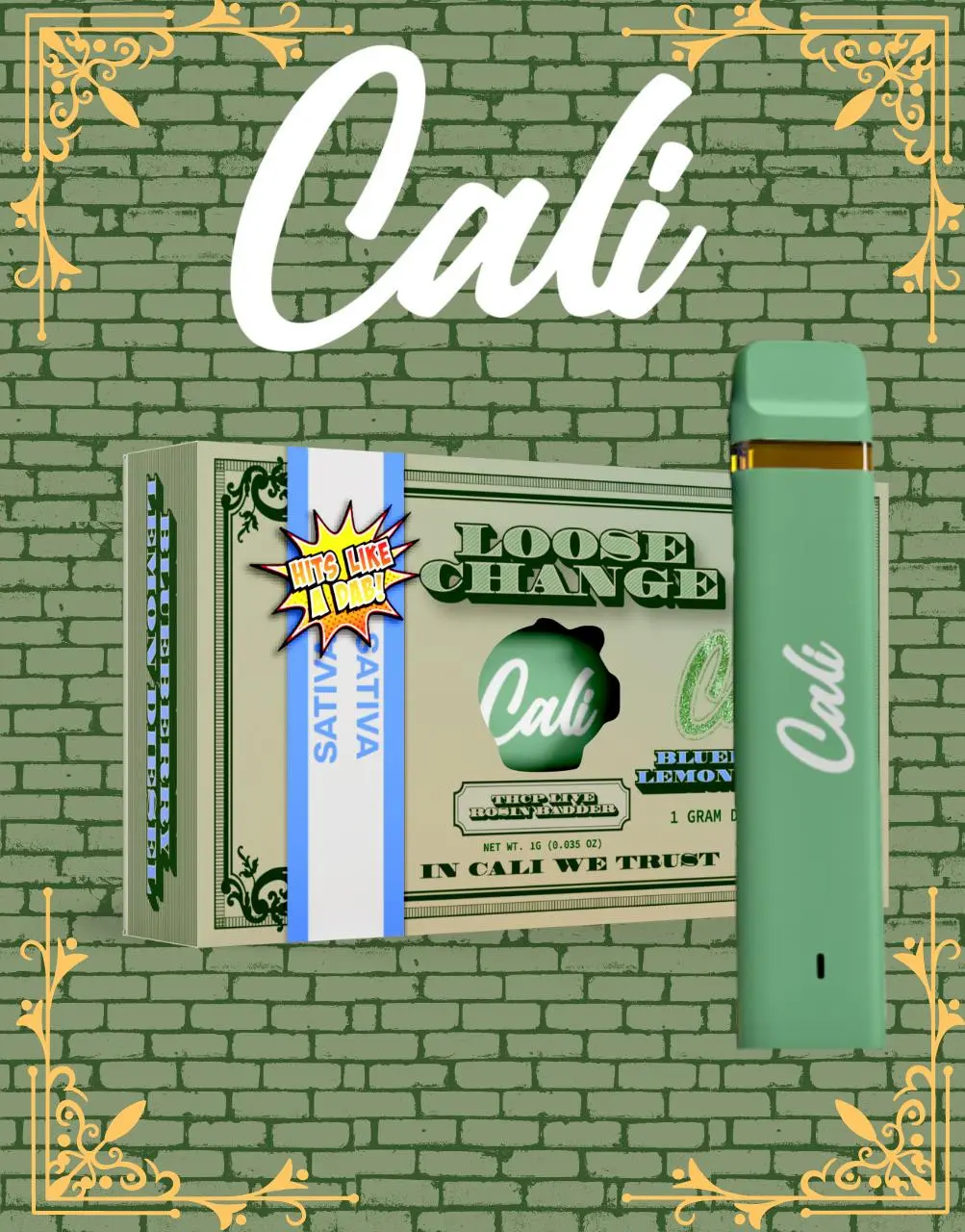 [T-1588-04] Cali Extract Loose Change THC-P Live Resin 1G Disposable 6PK (London Pound Cake)
