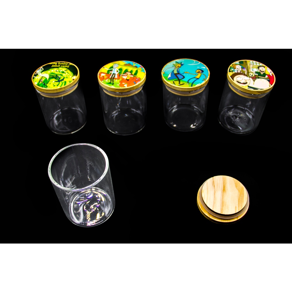 CLEAR WOOD JAR WITH DESIGN ONLY ON WOOD