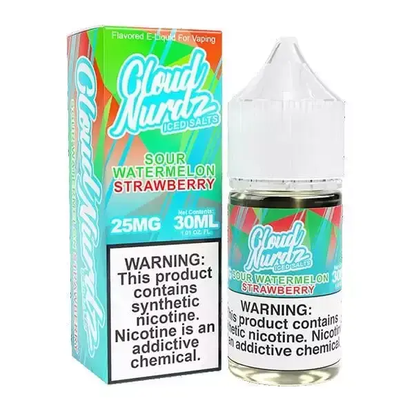 [Q-1628-34] CLOUD NURDZ SALTS ICED 30ML (25MG, Sour Watermelon Strawberry)