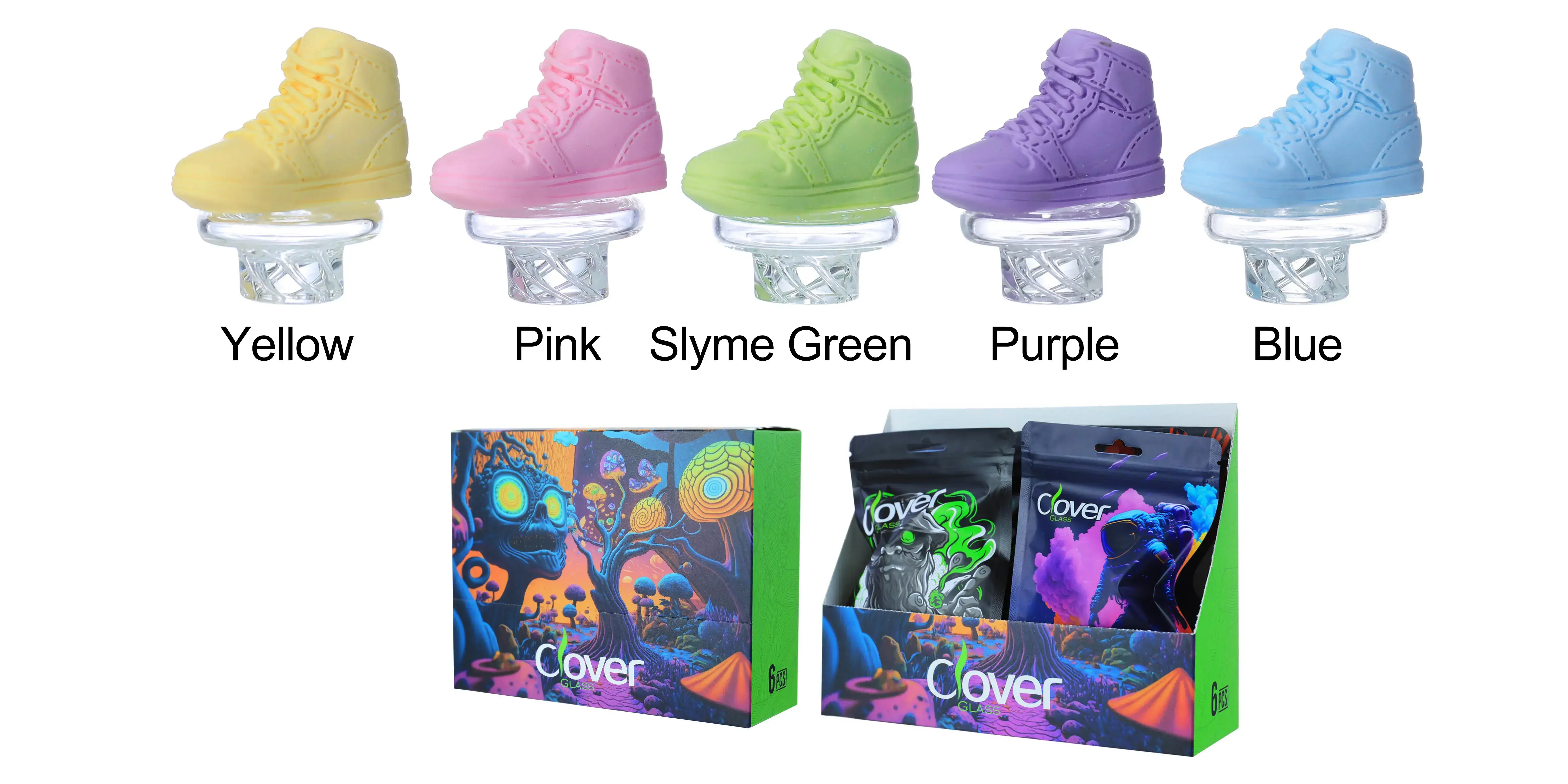 Clover Carb Cap Glass 6PK a Display Mix Color