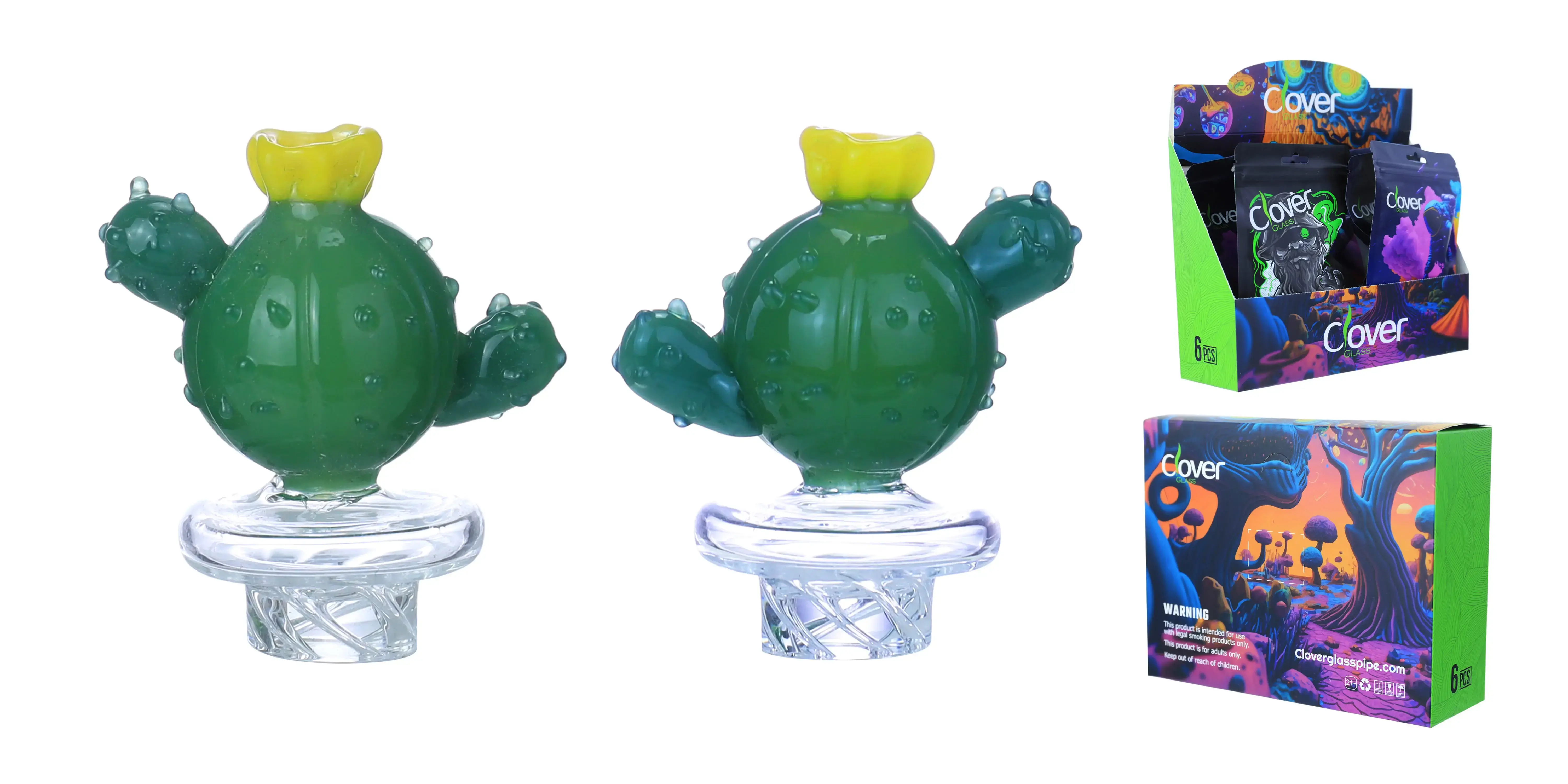 [Q-4845-02] Clover Carb Cap Glass 6PK a Display Mix Color (Cactus)