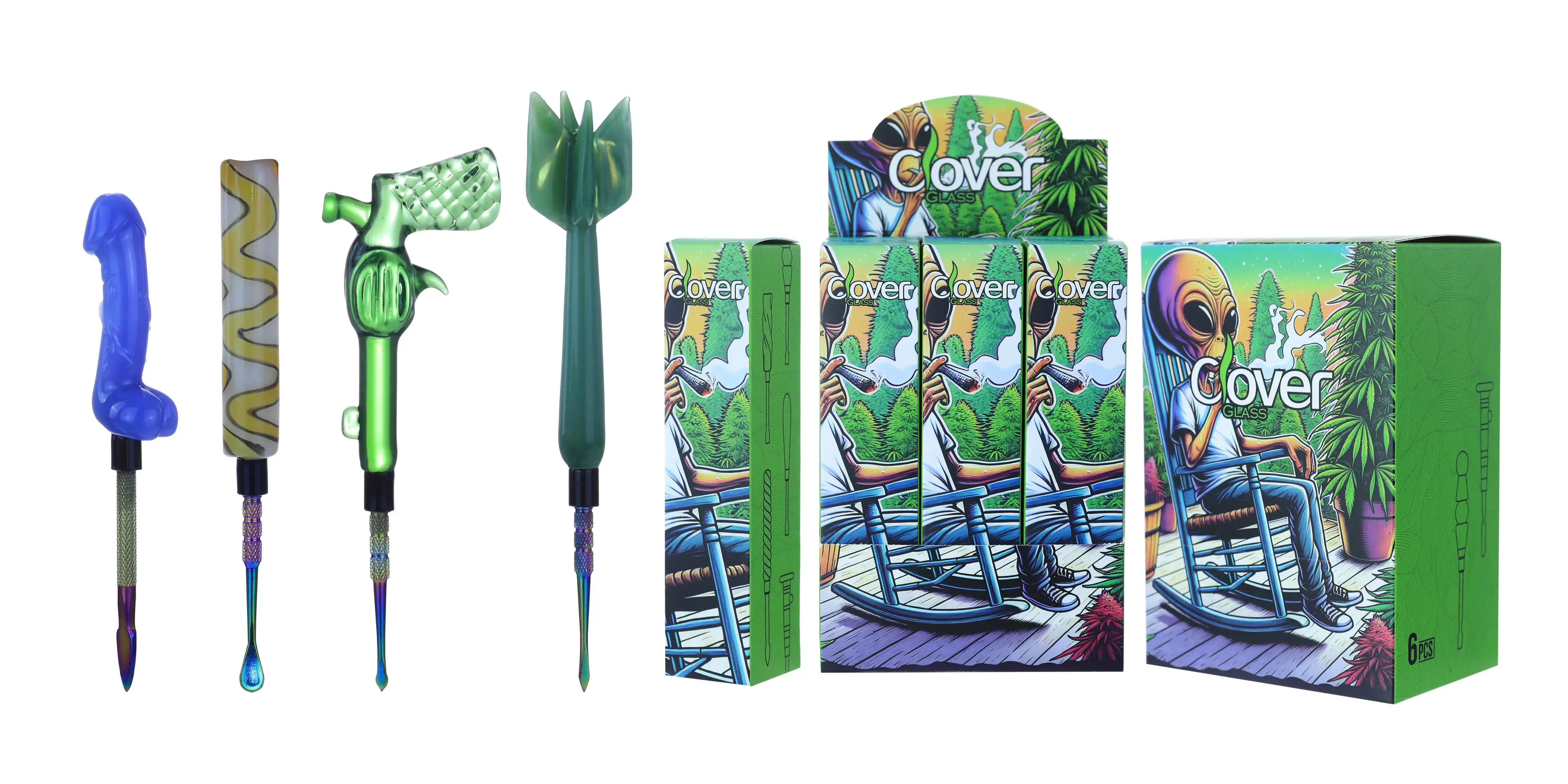 [Q-4846-01] Clover Dab Tools Glass 6PK a Display Mix Color (Style#43)