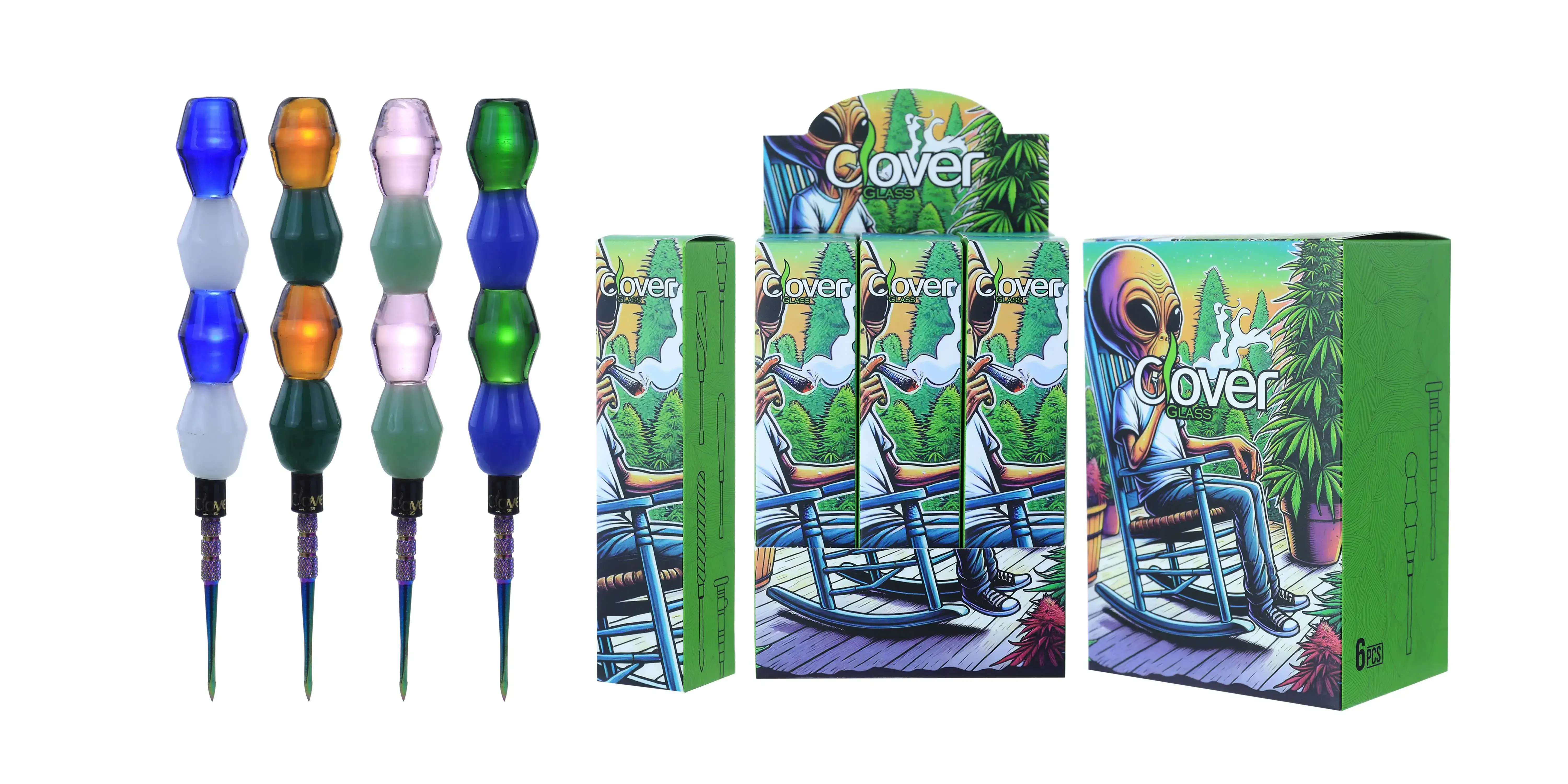 [Q-4846-02] Clover Dab Tools Glass 6PK a Display Mix Color (Style#44)