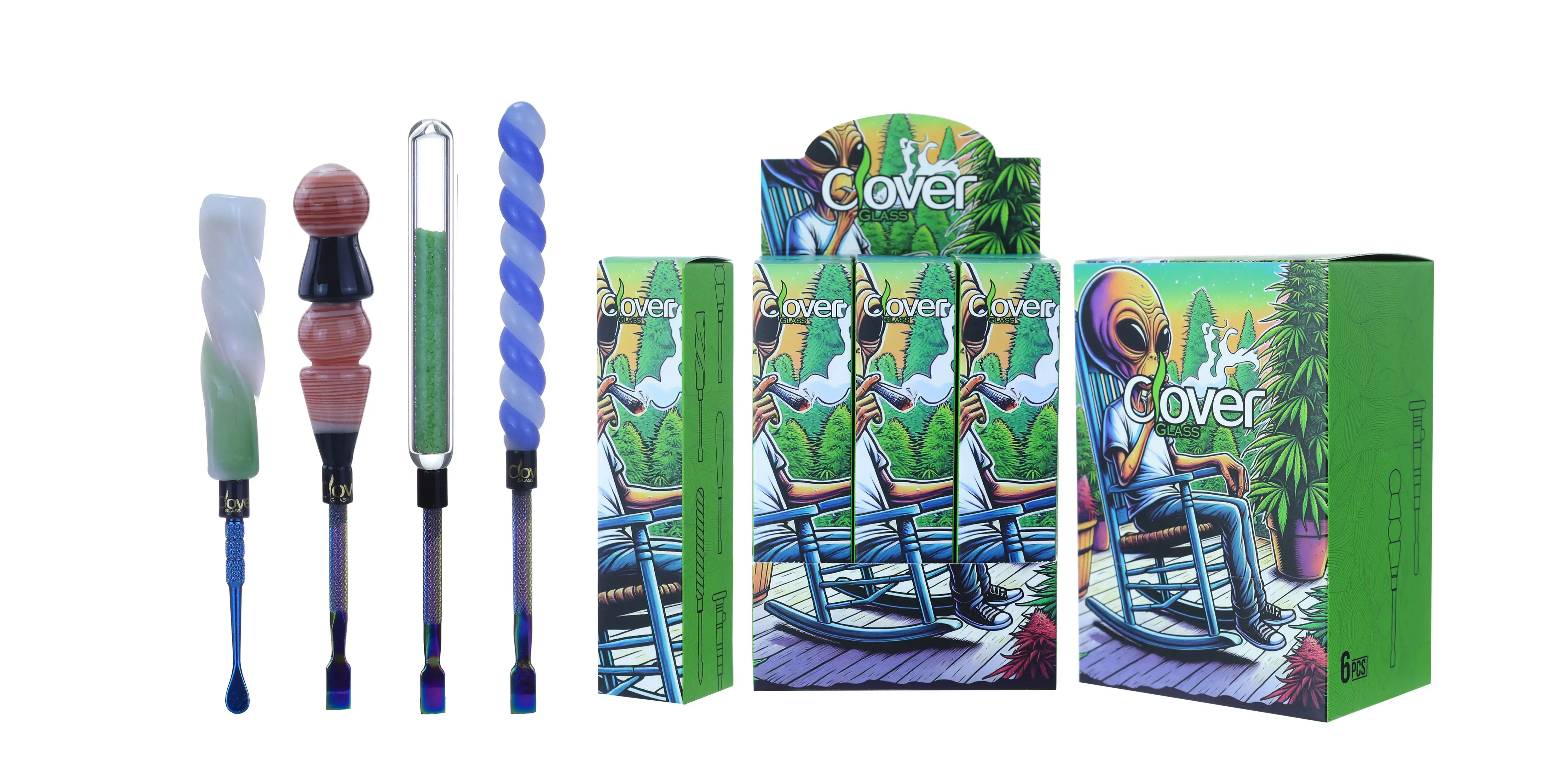 [Q-4846-12] Clover Dab Tools Glass 6PK a Display Mix Color (Style#39)