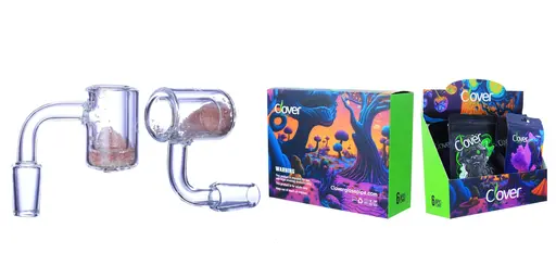[Q-4842-01] Clover Glass Banger 14MM 6PC a Display (Thermochromic 90 Degree)
