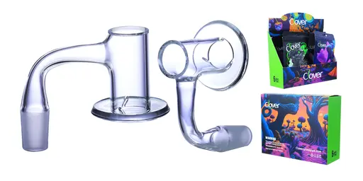 [Q-4842-07] Clover Glass Banger 14MM 6PC a Display (Flat Disc Terp Slurper)