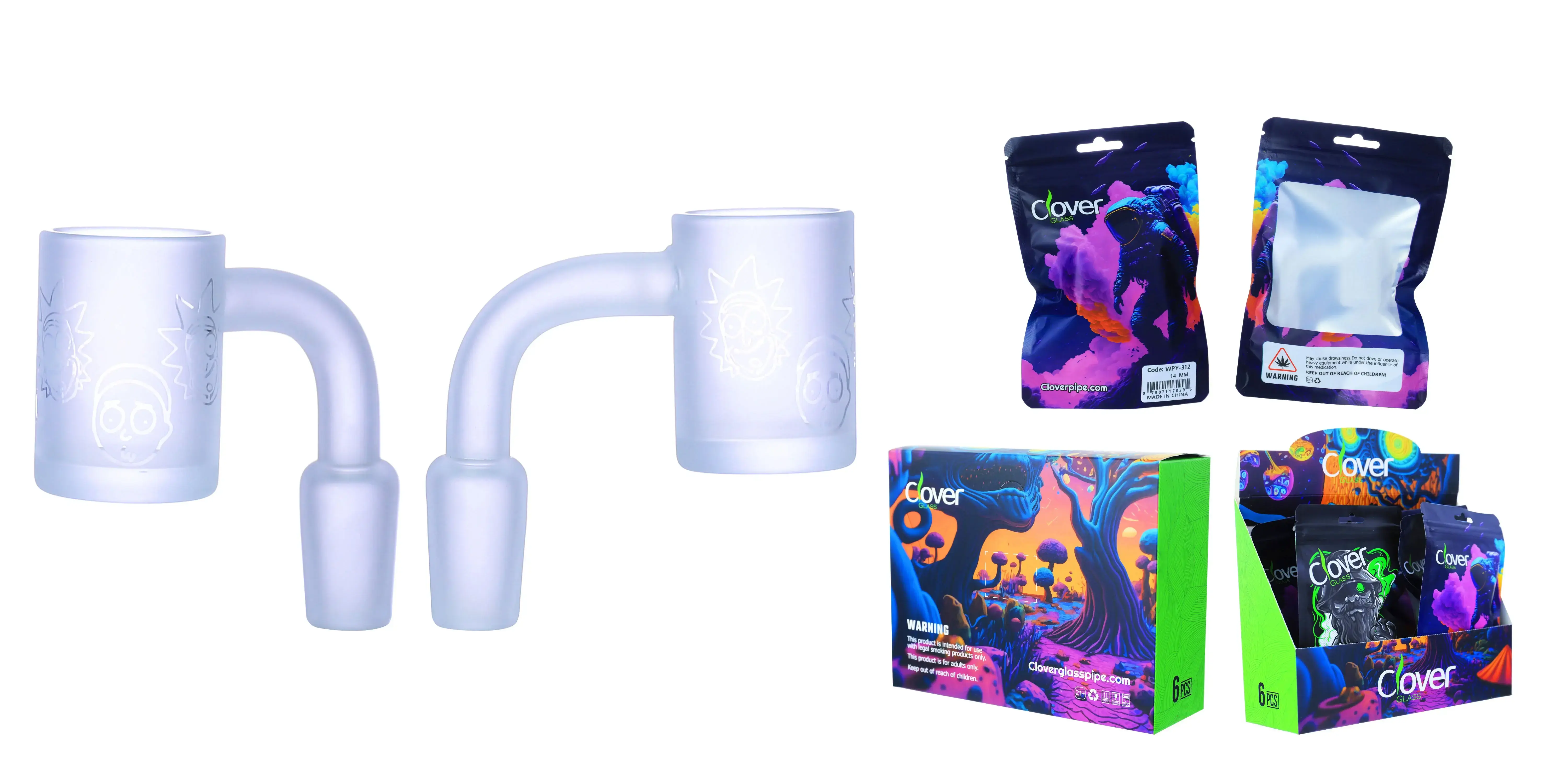 [Q-4842-19] Clover Glass Banger 14MM 6PC a Display (Rick & Morty #312)