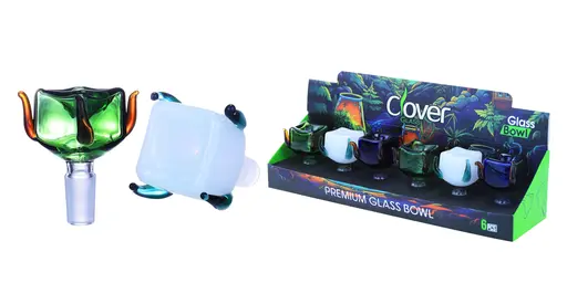 [10102-16] Clover Glass Blow Head 14MM 6Pc a Display Mix Color (Cube With Tentacles)