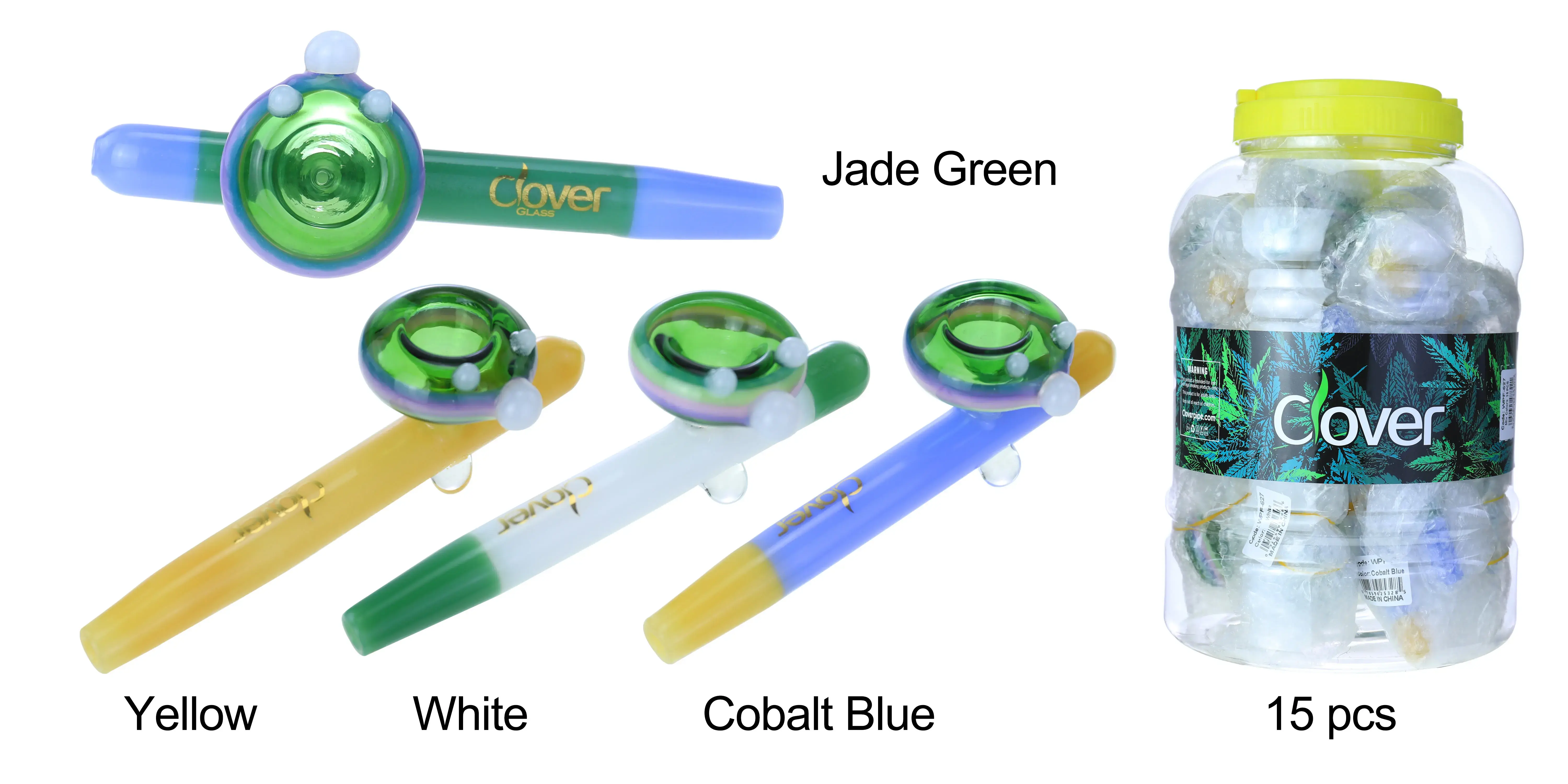 [T-1373-11] Clover Glass Hand Pipe 4.5 Inch Display 6PK (WPF-627 15 count)