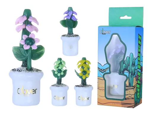 [T-1373-18] Clover Glass Hand Pipe 4.5 Inch Display 6PK (WPF-417)