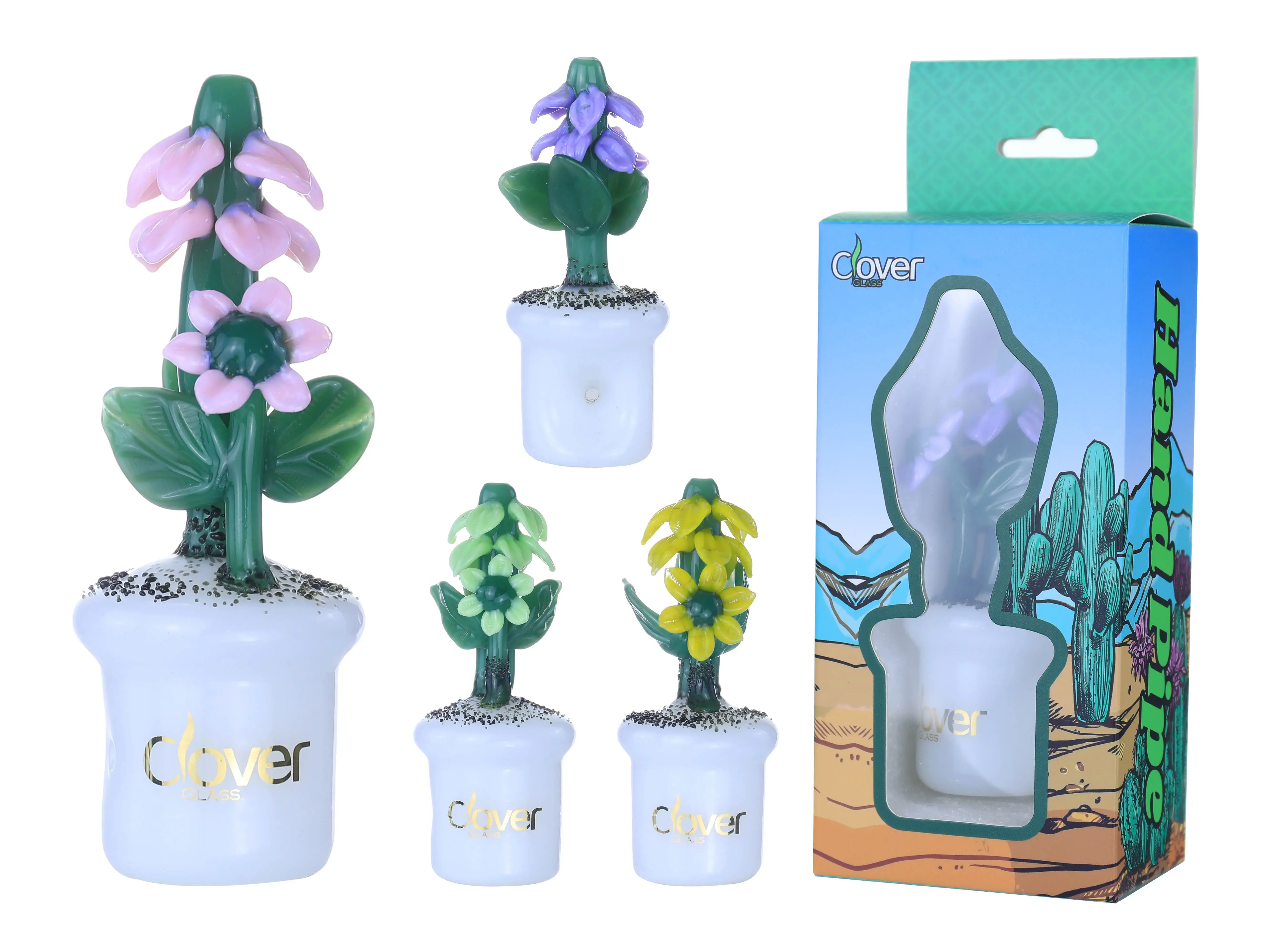 [T-1373-18] Clover Glass Hand Pipe 4.5 Inch Display 6PK (WPF-417)
