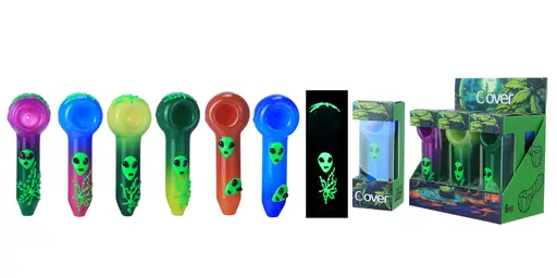 [T-1374-02] Clover Glass Hand Pipe 5Inch Display 6PK (WPF-654)