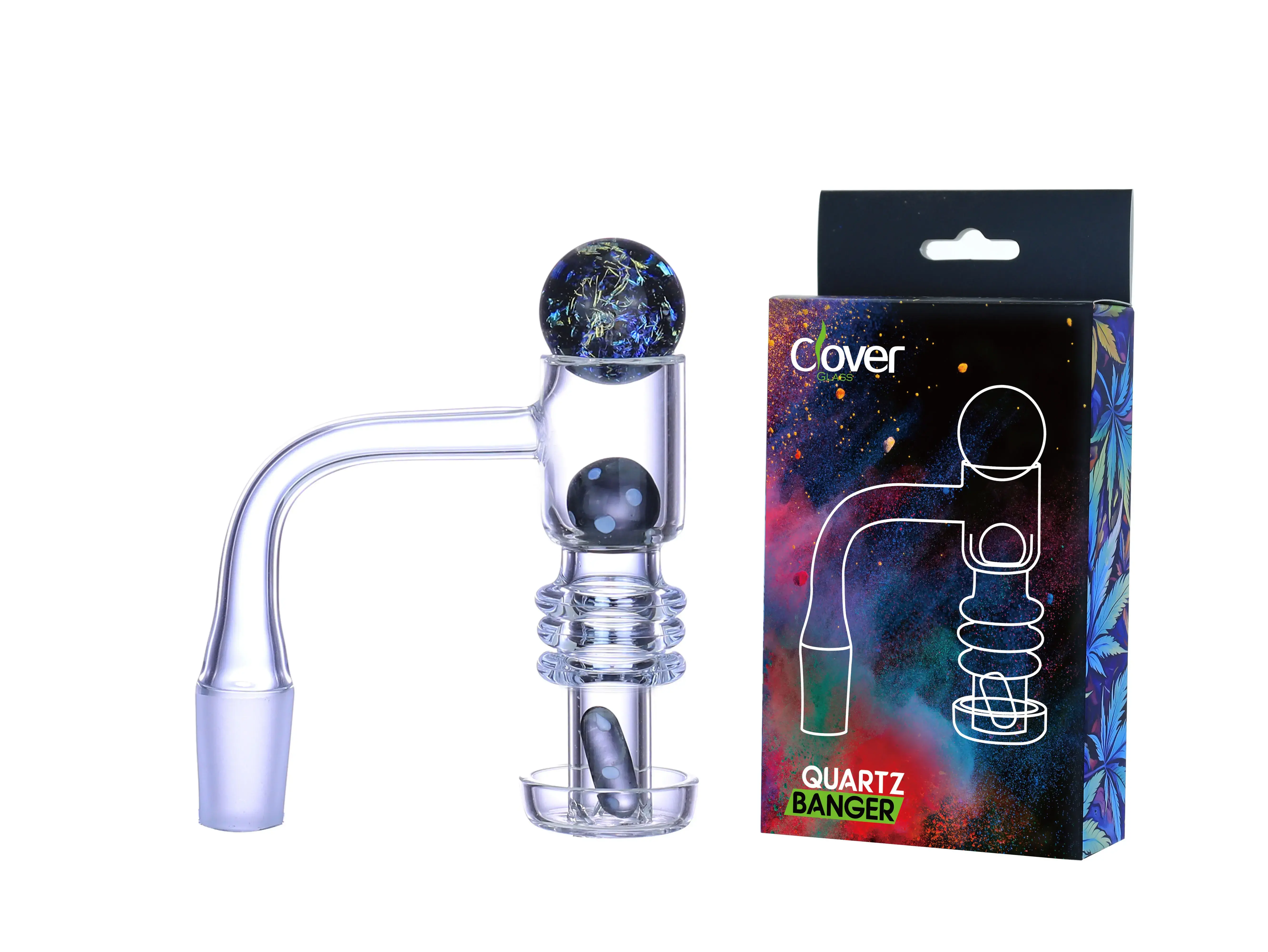 [Q-4844-01] Clover Glass Quartz Terp Slurper Banger Kit 14MM (Design 1 #446)