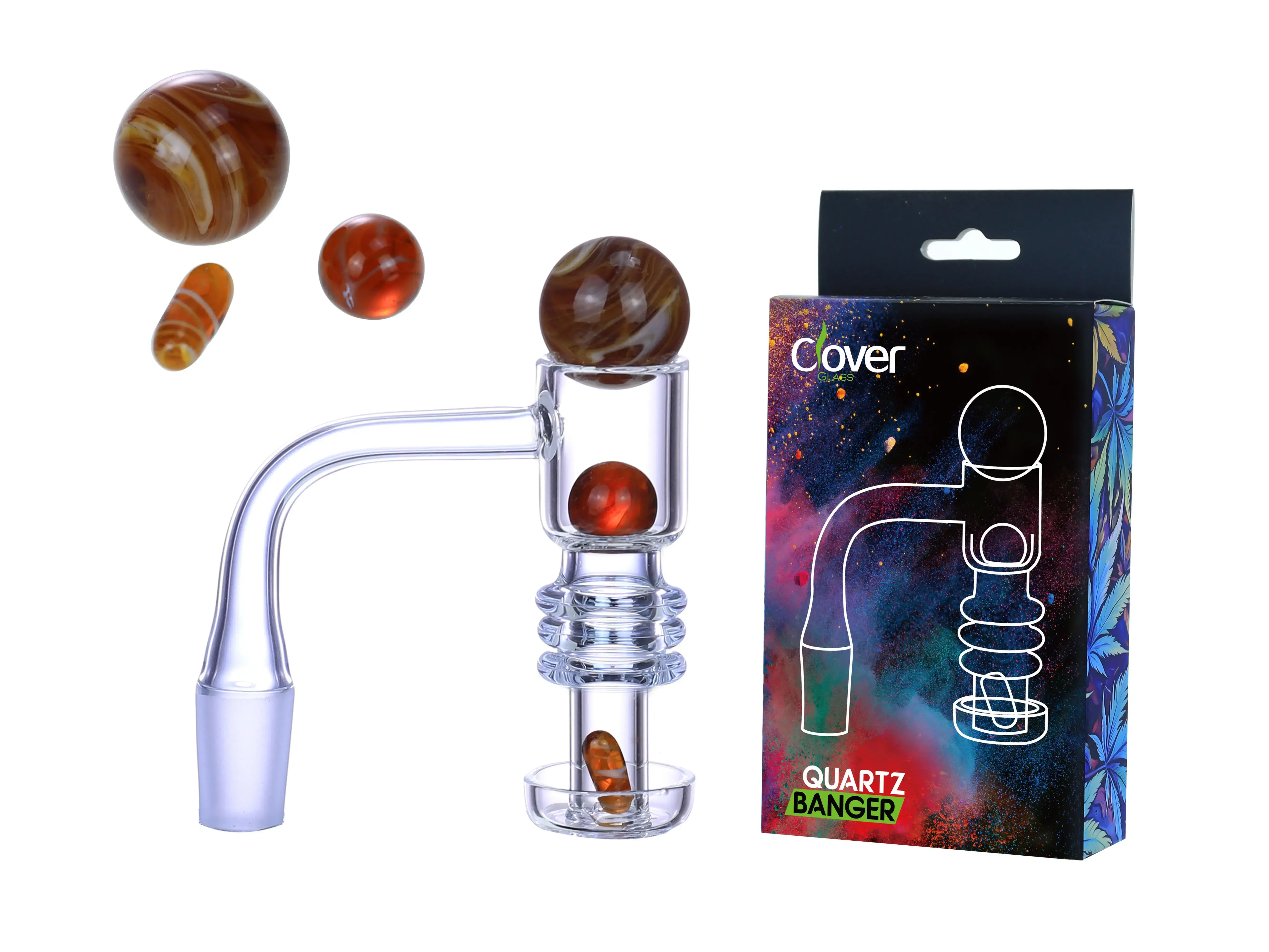 [Q-4844-07] Clover Glass Quartz Terp Slurper Banger Kit 14MM (Design 7 #472)