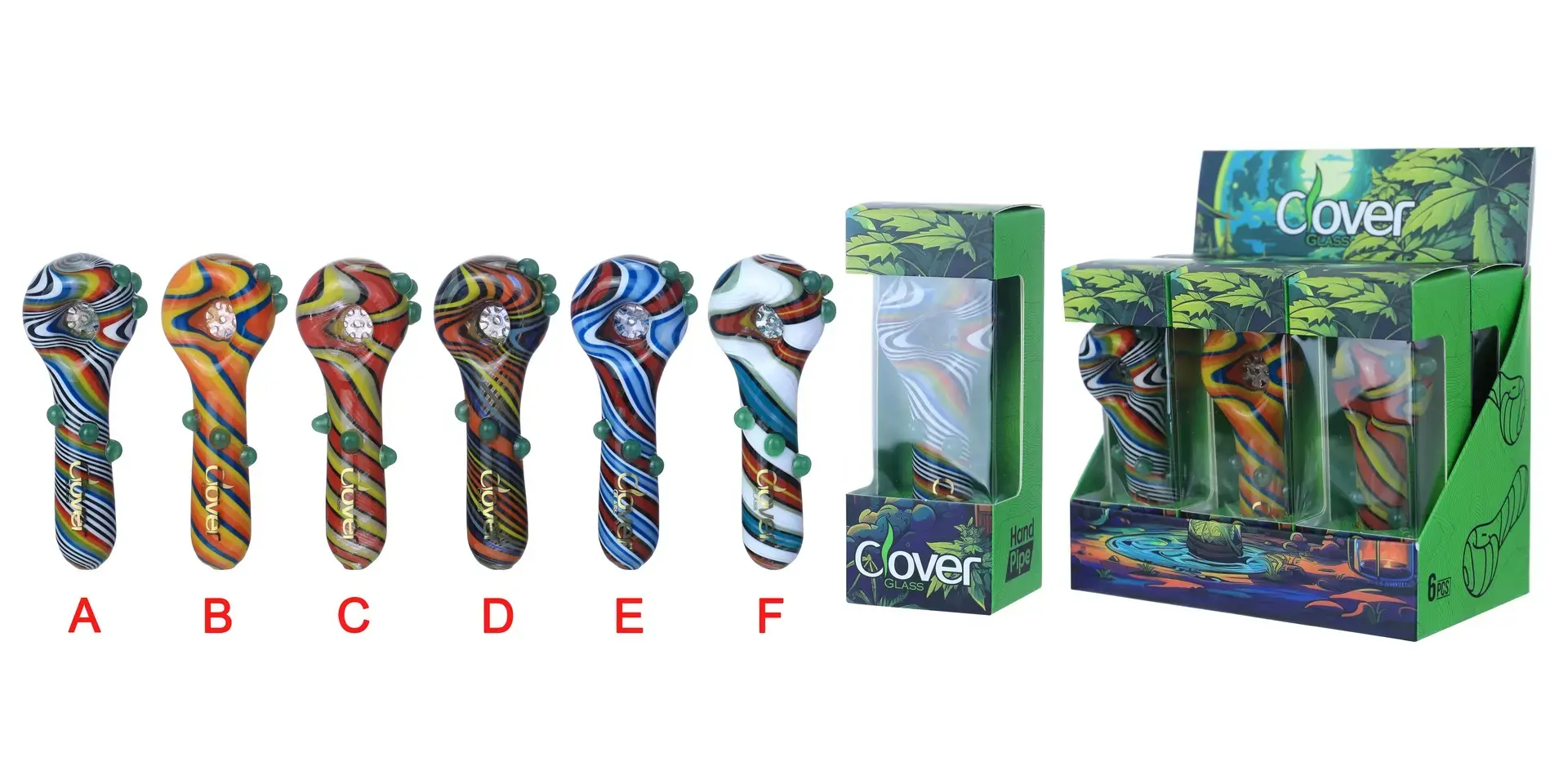 [T-1375-01] CLOVER HAND PIPE AMERICAN COLOR ROD 6PK DISPLAY (4Inch WPF-621)