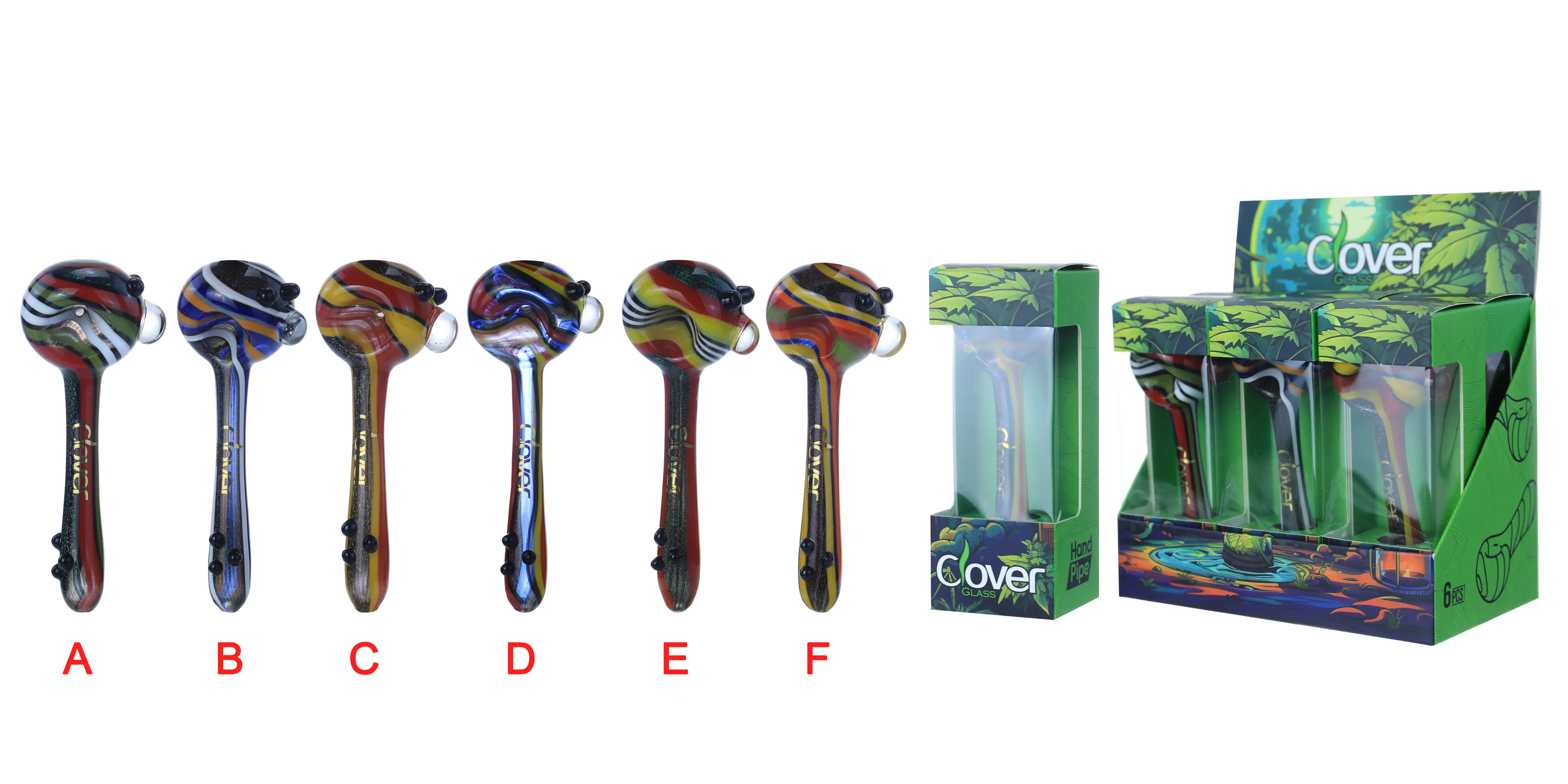 [T-1375-02] CLOVER HAND PIPE AMERICAN COLOR ROD 6PK DISPLAY (4Inch WPF-533)