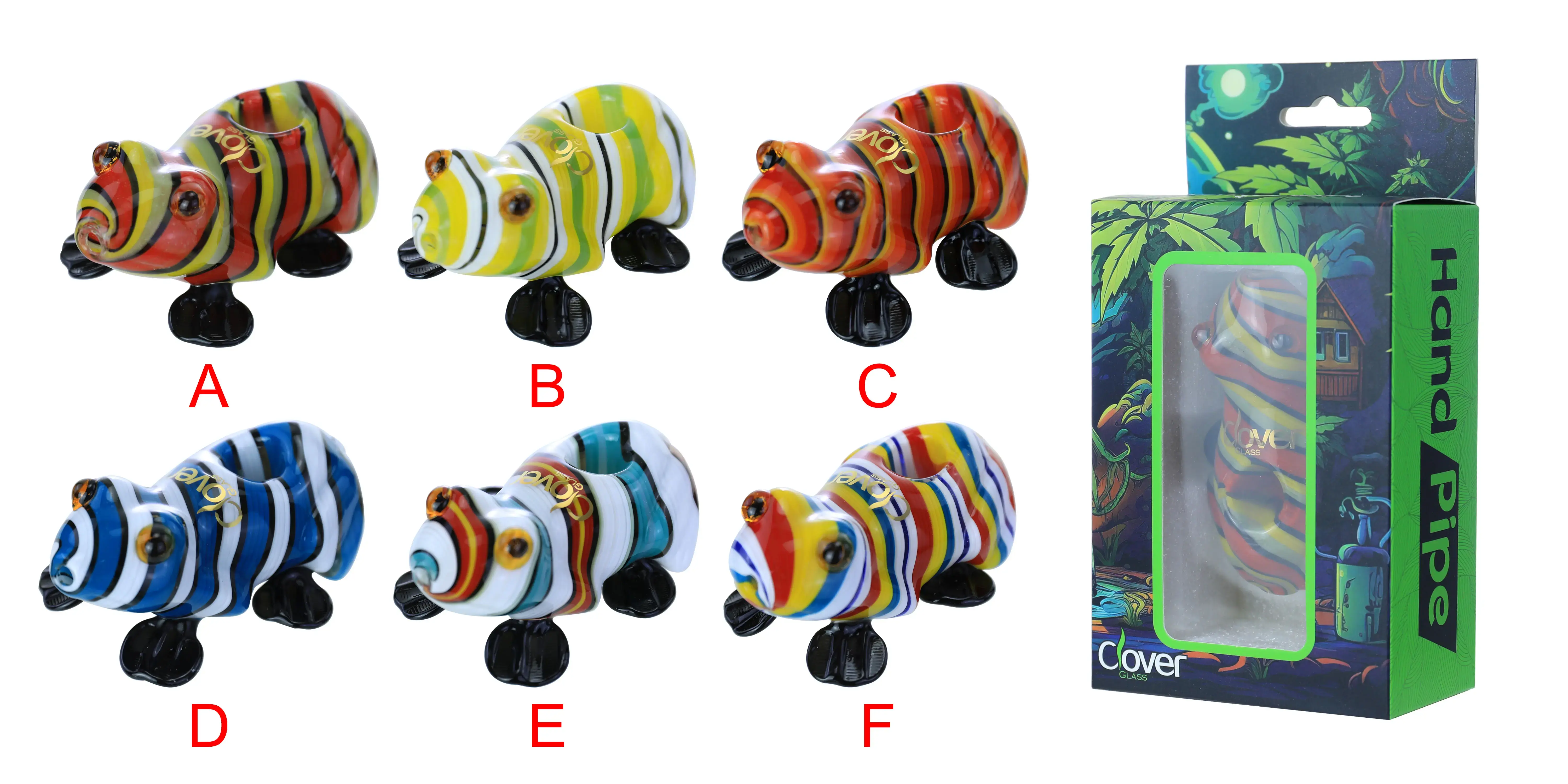 [T-1375-05] CLOVER HAND PIPE AMERICAN COLOR ROD 6PK DISPLAY (4Inch WPF-636)