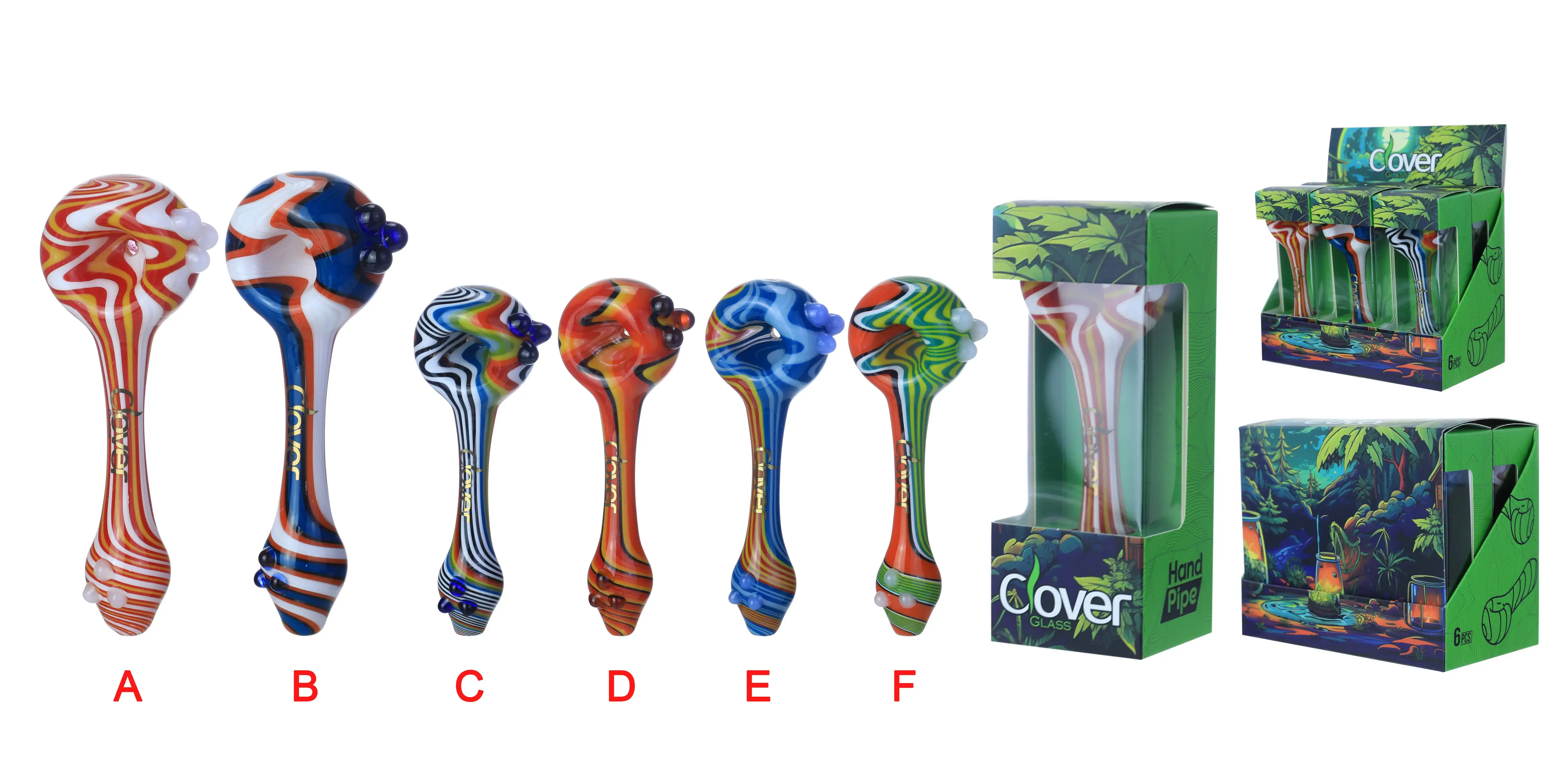 [T-1375-11] CLOVER HAND PIPE AMERICAN COLOR ROD 6PK DISPLAY (4.5Inch WPF-922)