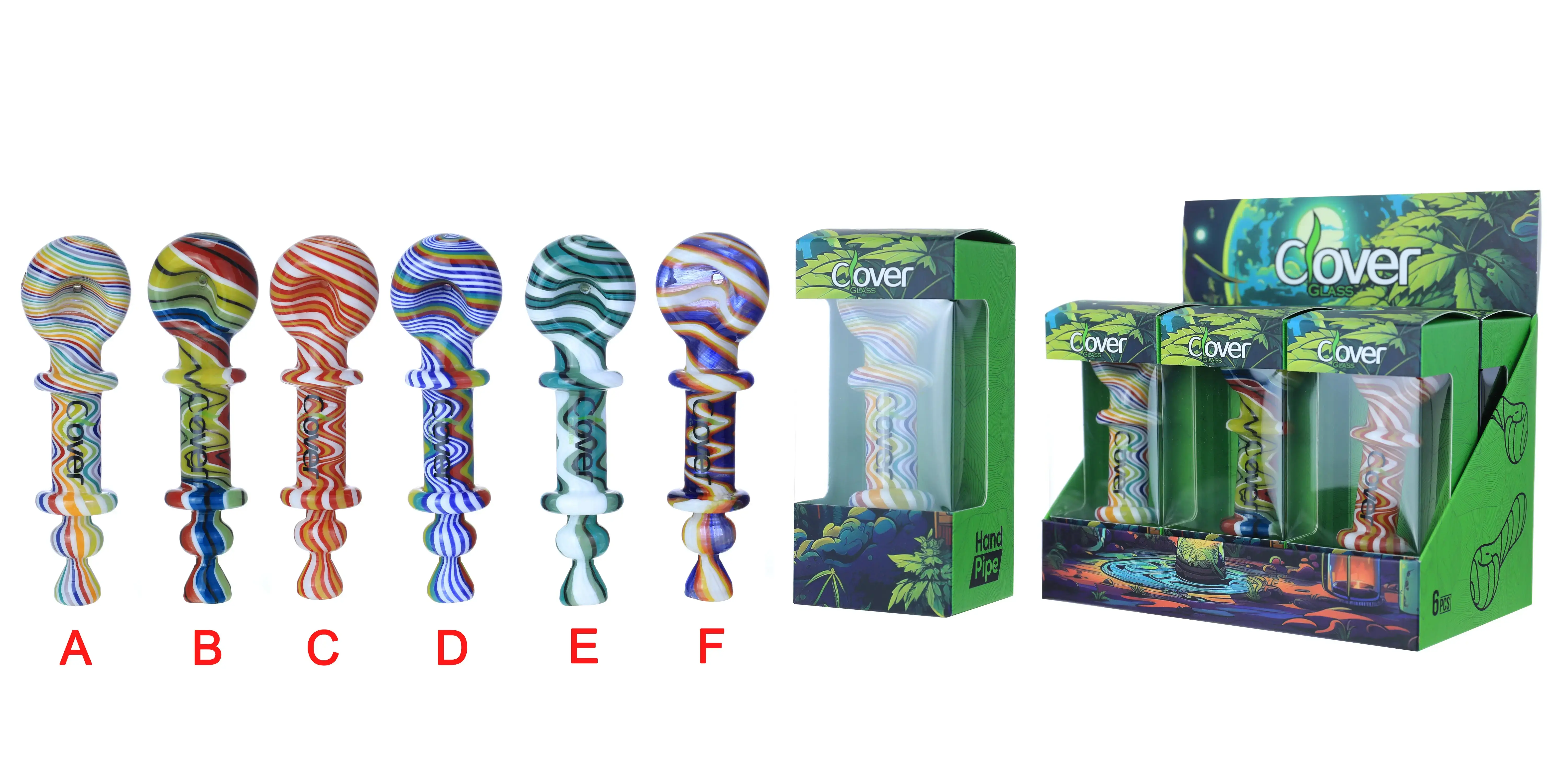 [T-1375-14] CLOVER HAND PIPE AMERICAN COLOR ROD 6PK DISPLAY (4.5Inch WPF-925)