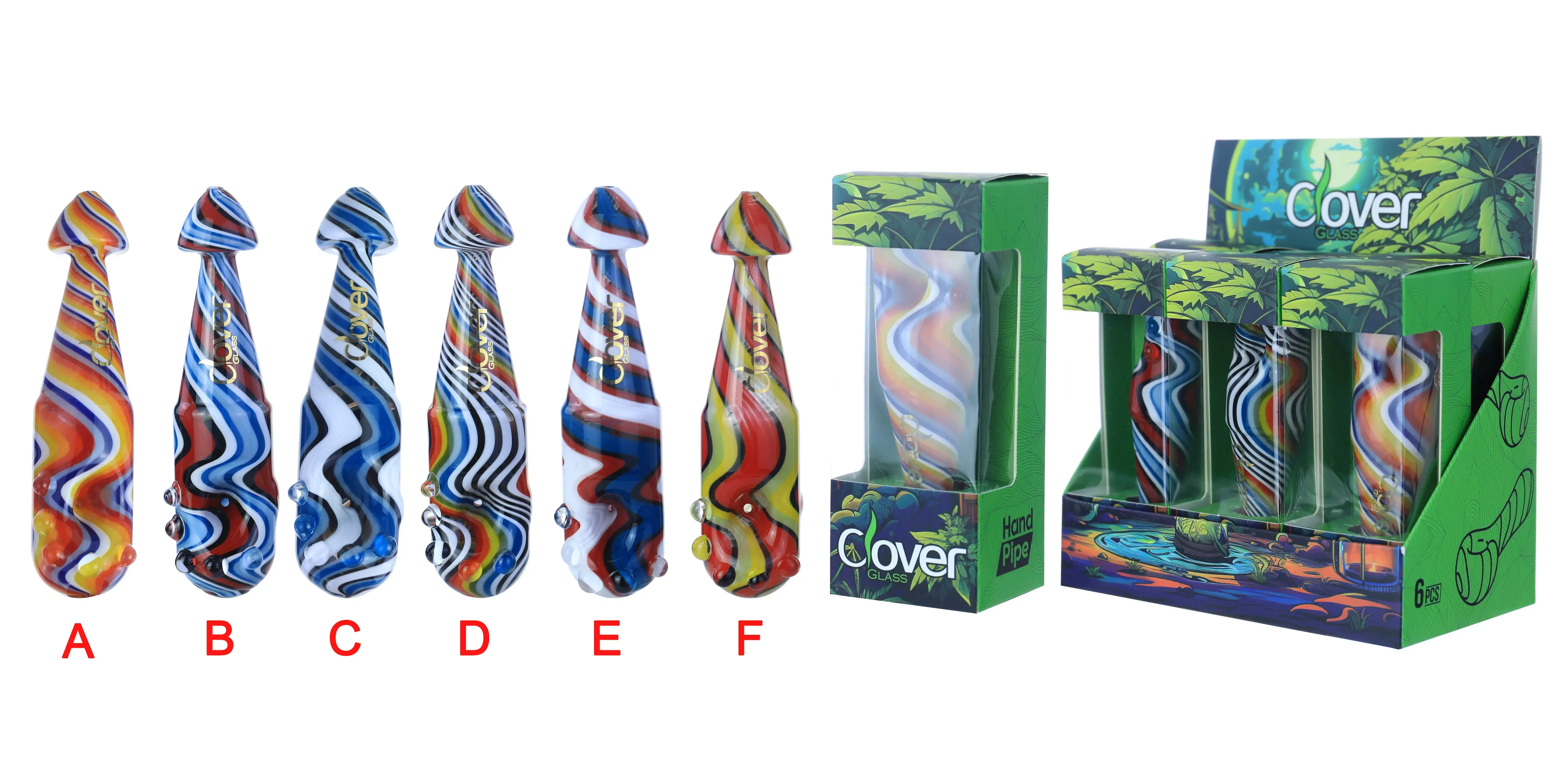 [T-1375-15] CLOVER HAND PIPE AMERICAN COLOR ROD 6PK DISPLAY (4.5Inch WPF-926)