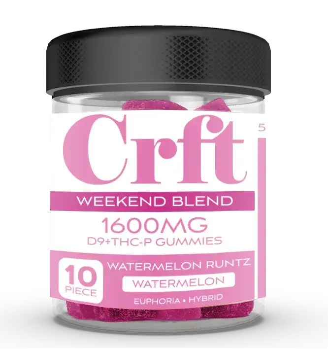 [Q-4804-03] CRFT 10 X 160MG D9 + THC-P jar GUMMIES (WATERMELON RUNTZ)