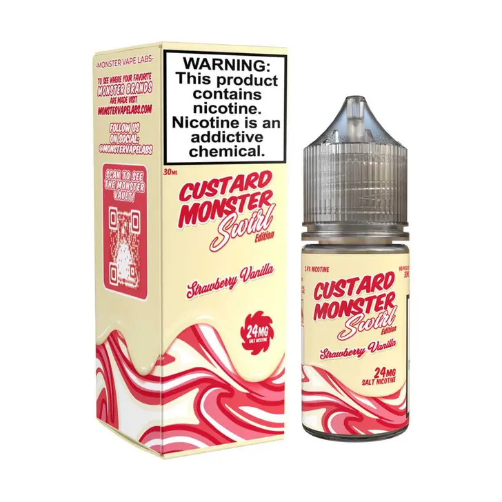 [Q-4334-03] Custard Monster Swirl Salt Nic 30ml (24MG, Strawberry Vanilla)
