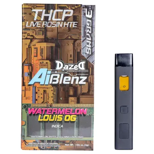 [T-1358-01] Dazed AI Blenz 3G THC-P Live Resin Disposable 5ct (Watermelon Louis OG (Indica))