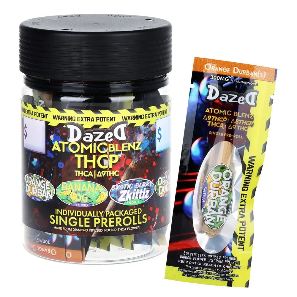 [Q-4835-03] Dazed PreRoll 1PK THC-P 25CT A JAR (Orange Durban)